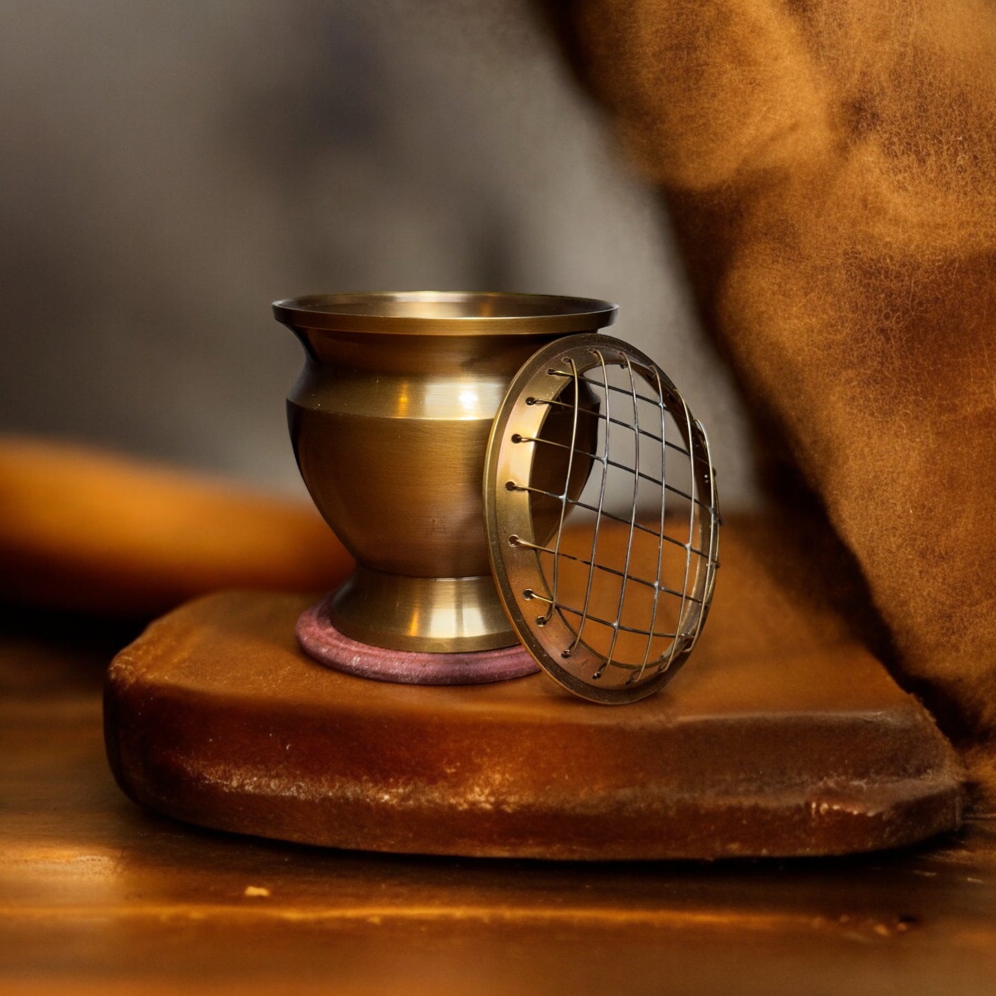Sturdy Brass Incense Burner with Stand