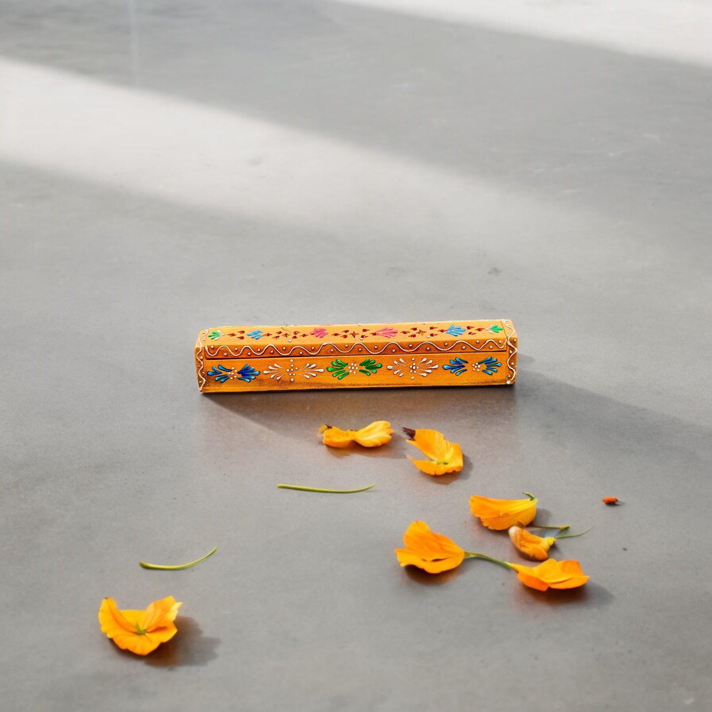 Hand Painted Incense Holder - Artisanal Red, Green, Blue