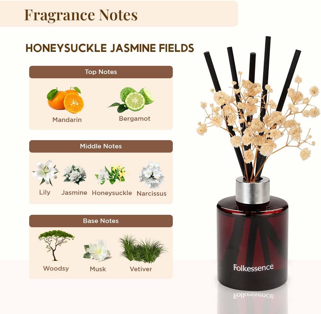 Folkessence Fragrance Diffuser - Honeysuckle Jasmine Fields | Fresh Floral