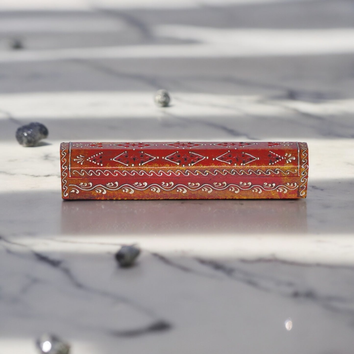 Hand Painted Incense Holder - Artisanal Red, Green, Blue